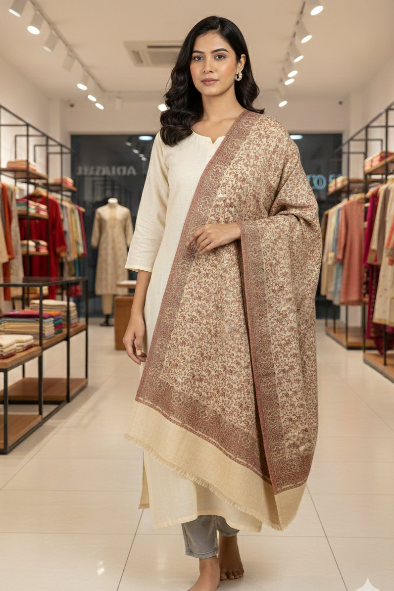 The Amritsar Store Reversible Self-Weave Shawl – Premium Soft Wool Wrap for Elegant Winter Style