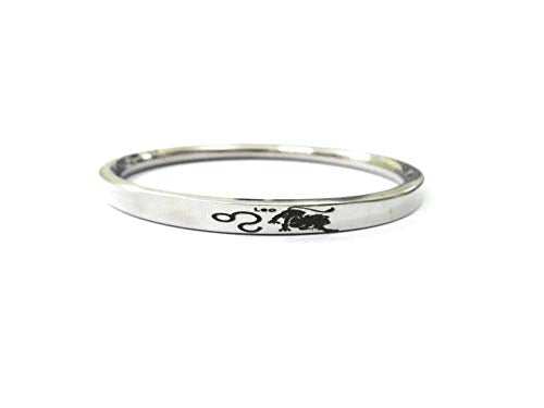 Stainless Steel Sun Sign Unisex Punjabi Kada with engraved zodiac symbol by The Amritsar Store, sleek silver finish bracelet for men and women