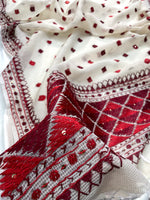 Phulkari Dupatta – Hand Embroidered Dupatta with Maroon Embroidery | The Amritsar Store - The Amritsar Store