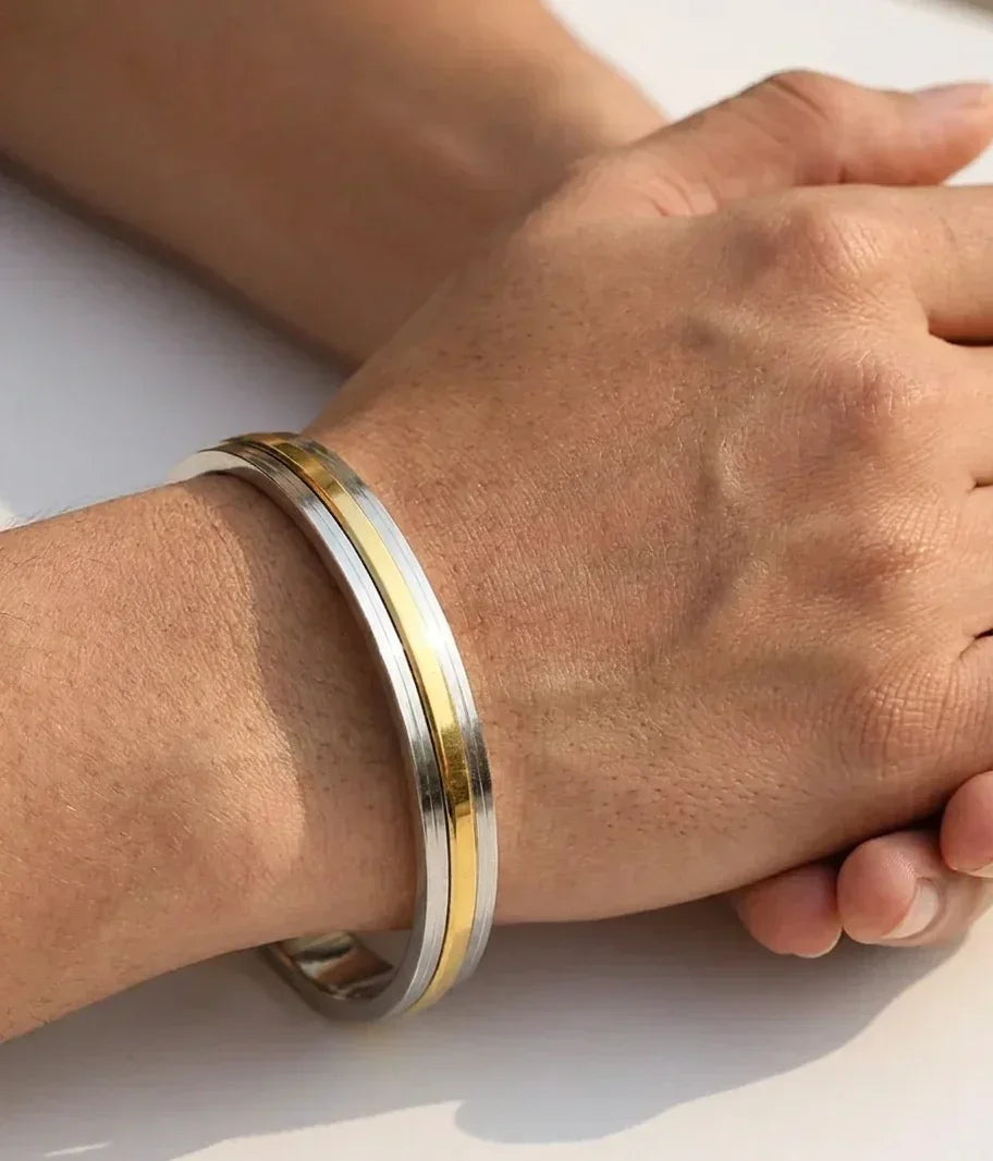 Punjabi Mens Kada Stainless Steel & Brass 8 mm THICK, HEAVY by The Amritsar Store - The Amritsar Store