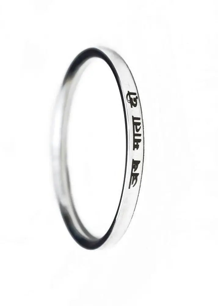 Punjabi men’s stainless steel Kada laser marked with “Jai Mata Di” devotional engraving by The Amritsar Store, polished religious Sikh bangle for daily wear
