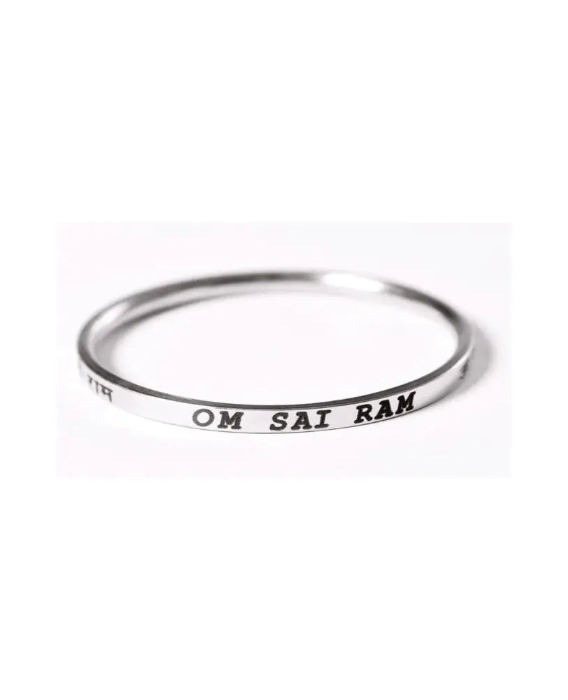 Punjabi men’s stainless steel Kada laser marked with "Om Sai Ram" religious engraving by The Amritsar Store