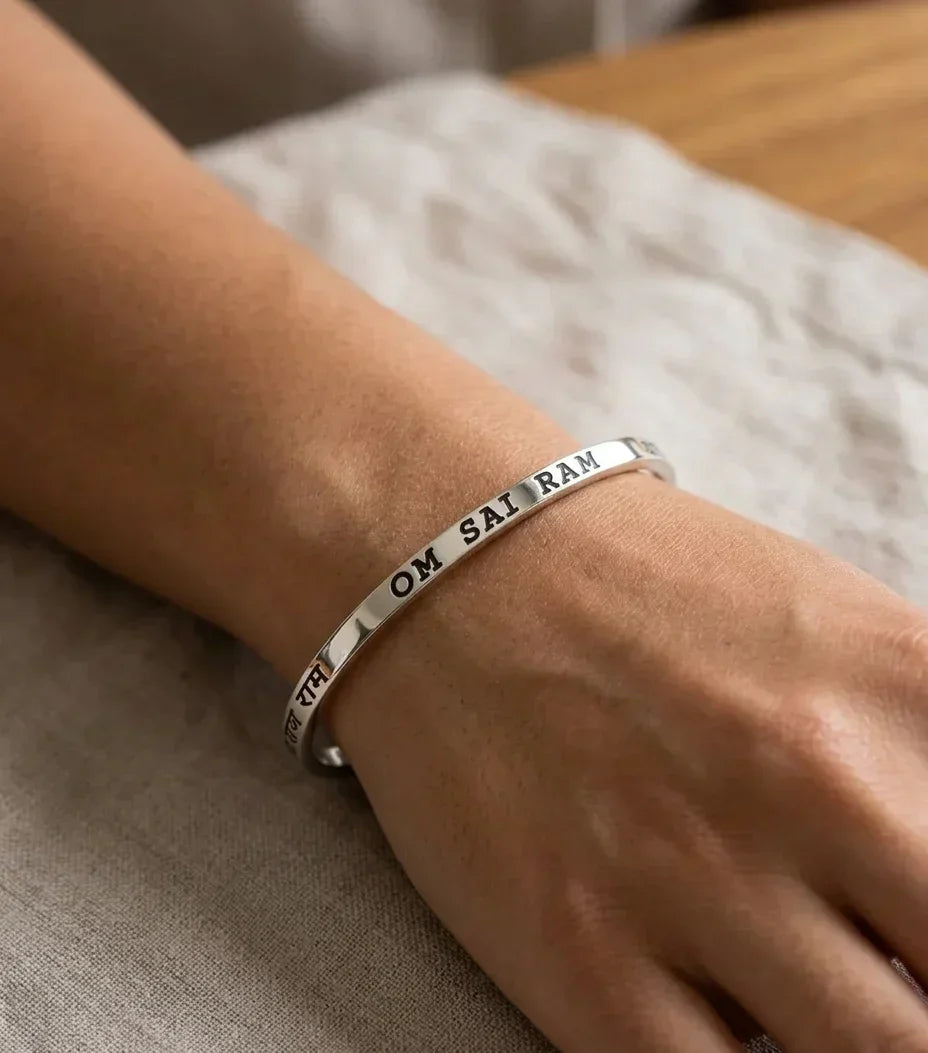 Punjabi Mens Kada Stainless Steel Laser Marked With "Om Sai Ram" by The Amritsar Store - The Amritsar Store