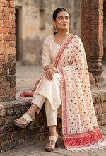 Phulkari Dupatta – Hand Embroidered Off White Dupatta for Women | The Amritsar Store - The Amritsar Store