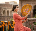 The Amritsar Store Phulkari Hand Embroidery Hand Fan Pankhi - The Amritsar Store
