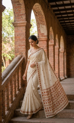 Hand embroidered Phulkari saree with maroon and gold embroidery, showcasing traditional Punjabi craftsmanship for women.