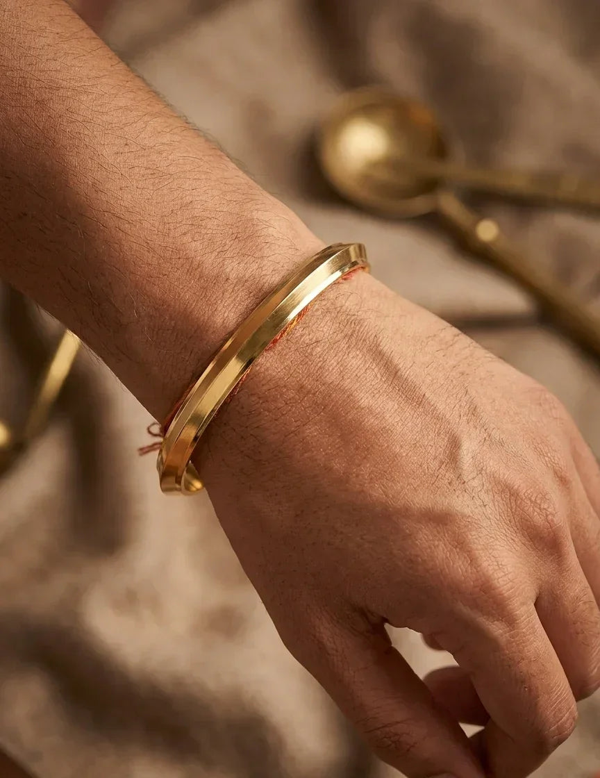 Pure Punjabi Brass Kada for Men with Edges By The Amritsar Store - The Amritsar Store