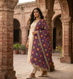 Embroidered purple Punjabi Phulkari dupatta for women featuring traditional handcrafted embroidery by The Amritsar Store