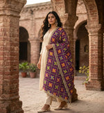 Phulkari Dupatta – Embroidered Purple Punjabi Dupatta | The Amritsar Store - The Amritsar Store