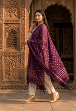 Hand embroidered purple Phulkari dupatta for women with traditional Punjabi embroidery, elegant ethnic wrap featuring detailed artisan threadwork by The Amritsar Store