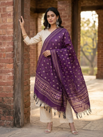 Hand embroidered purple Phulkari dupatta featuring traditional Punjabi embroidery and vibrant threadwork