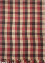 Red & Beige Checkered Scarf for Men & Women – Soft Fringe Winter Wrap | The Amritsar Store - The Amritsar Store