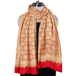 Women's Red Shawl with Full Heavy Jaal Embroidery | The Amritsar Store - The Amritsar Store