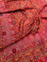 “The Amritsar Store Red Jaal Pattern Shawl with Intricate Floral Vine Weave – Premium Kashmiri Wool Wrap”