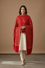 Shawl for Women – Red Pashmina with Hand Embroidery | The Amritsar Store - The Amritsar Store