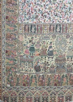 Royal Heritage stole by The Amritsar Store featuring intricate Mughal Darbar scenes with detailed floral jaal weave in rich traditional tones