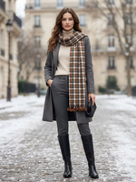 Rust Olive Checked Wool Scarf for Women – Soft Winter Scarf | The Amritsar Store - The Amritsar Store