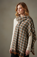 The Amritsar Store rust and olive classic check scarf for women, featuring an elegant checked pattern and soft drape