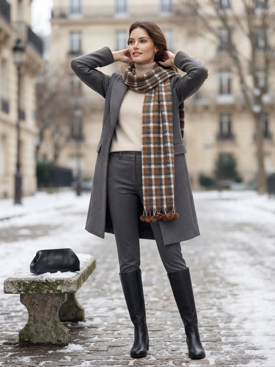 Rust Olive Checked Wool Scarf for Women – Soft Winter Scarf | The Amritsar Store - The Amritsar Storerust