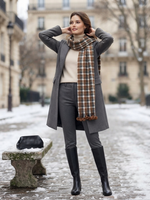 Rust Olive Checked Wool Scarf for Women – Soft Winter Scarf | The Amritsar Store - The Amritsar Storerust