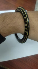 Sarbhloh metal Punjabi Kada with Gurmukhi wording and Khalsa symbol engraving by The Amritsar Store, traditional Sikh steel bangle for men