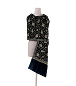 The Amritsar Store Womens Black Hand Embroidered Stole – Elegant Wool Wrap for Women