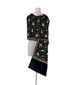 The Amritsar Store Womens Black Hand Embroidered Stole – Elegant Wool Wrap for Women - The Amritsar Store