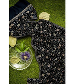 The Amritsar Store Womens Black Hand Embroidered Stole – Elegant Wool Wrap for Women - The Amritsar Store
