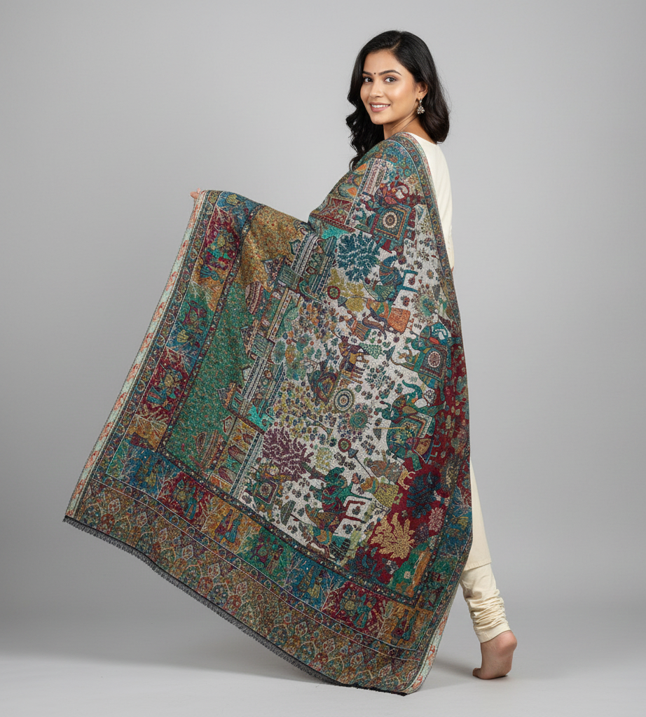 The Amritsar Store Kani Shawl Mughal Darbar– Palace, Procession & Garden Story Weave