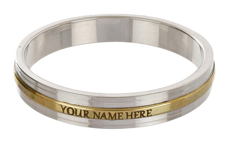 CUSTOMISED Punjabi Mens Kada (Stainless Steel & Brass) 8 mm THICK, HEAVY by The Amritsar Store - The Amritsar Store