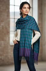 The Amritsar Store ,Multicolor Bamboo Silk Scarf, Soft & Fine Quality with Check Pattern Reversible - The Amritsar Store