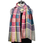 The Amritsar Store ,Multicolor Bamboo Silk Scarf, Soft & Fine Quality with Stripes Pattern - The Amritsar Store