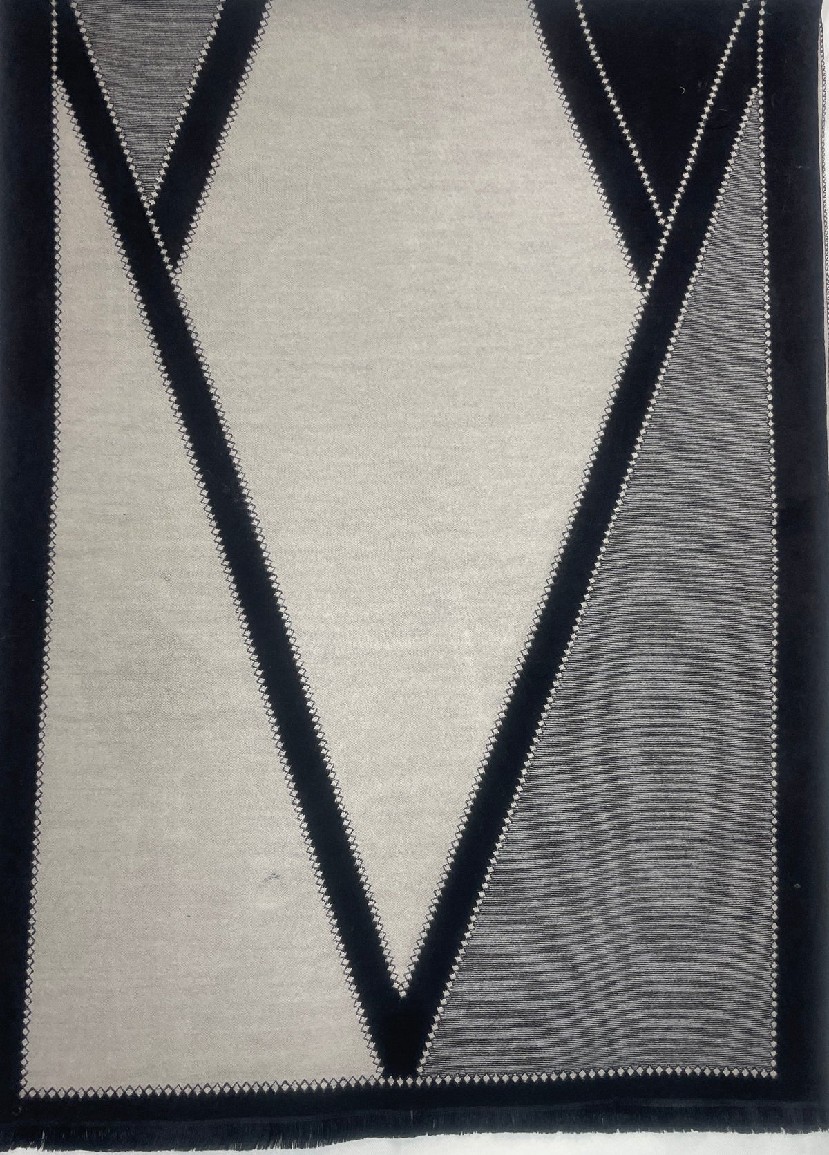 "Elegant Two-Tone Reversible Scarf with Graphic V Pattern, Unisex Winter Accessory by The Amritsar Store"