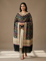 Women's Black Floral Jaal Shawl – Sozni Style Designer Wrap | The Amritsar Store - The Amritsar Store