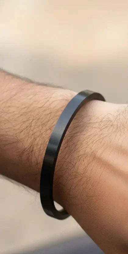 Stainless Steel BLACK Kada (Plain) 0.2" Thickness by The Amritsar Store - The Amritsar Store