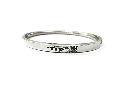Stainless Steel Sun Sign Unisex Punjabi Kada with engraved zodiac symbol by The Amritsar Store, sleek silver finish bracelet for men and women