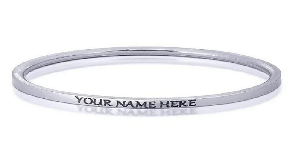 Stainless Steel Customized Personalized Ladies Kada (0.1 inch) – slim engraved steel bangle for women by The Amritsar Store
