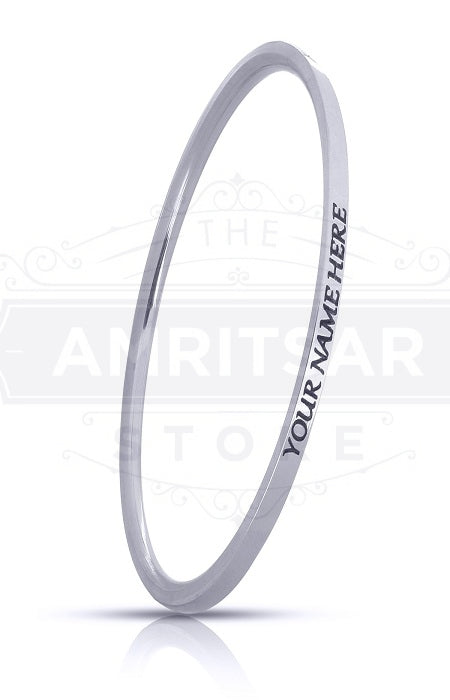 Stainless Steel Customized Personalized Ladies Kada (0.1 inch) – slim engraved steel bangle for women by The Amritsar Store