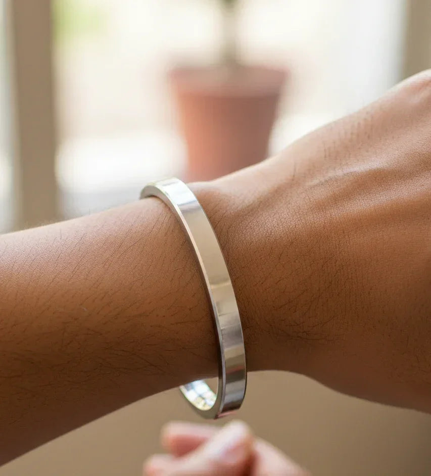The Amritsar Store Stainless Steel Flat Kada for Men (Plain) 8 mm Thickness - The Amritsar Store