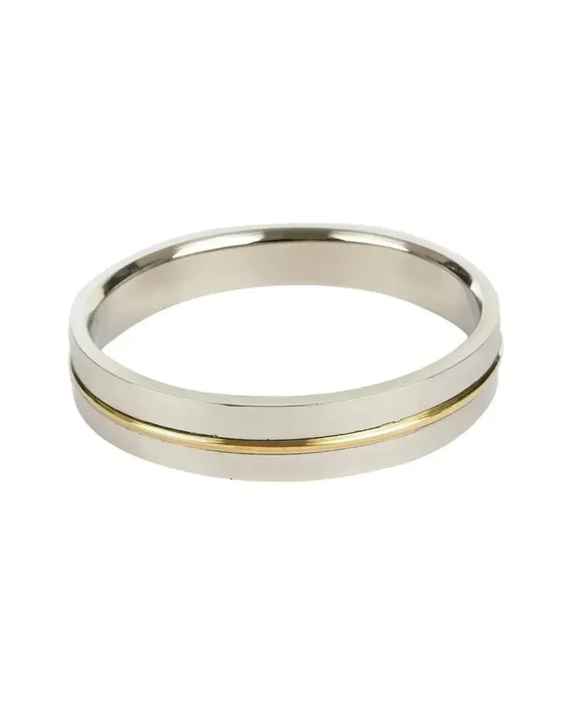 Stainless Steel Kada with Thin Brass Line – 10 MM Thick by The Amritsar Store - The Amritsar Store