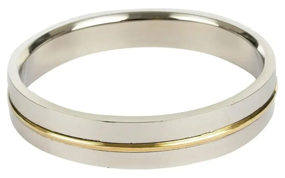 Stainless Steel Kada with Thin Brass Line – 10 MM Thick by The Amritsar Store - The Amritsar Store