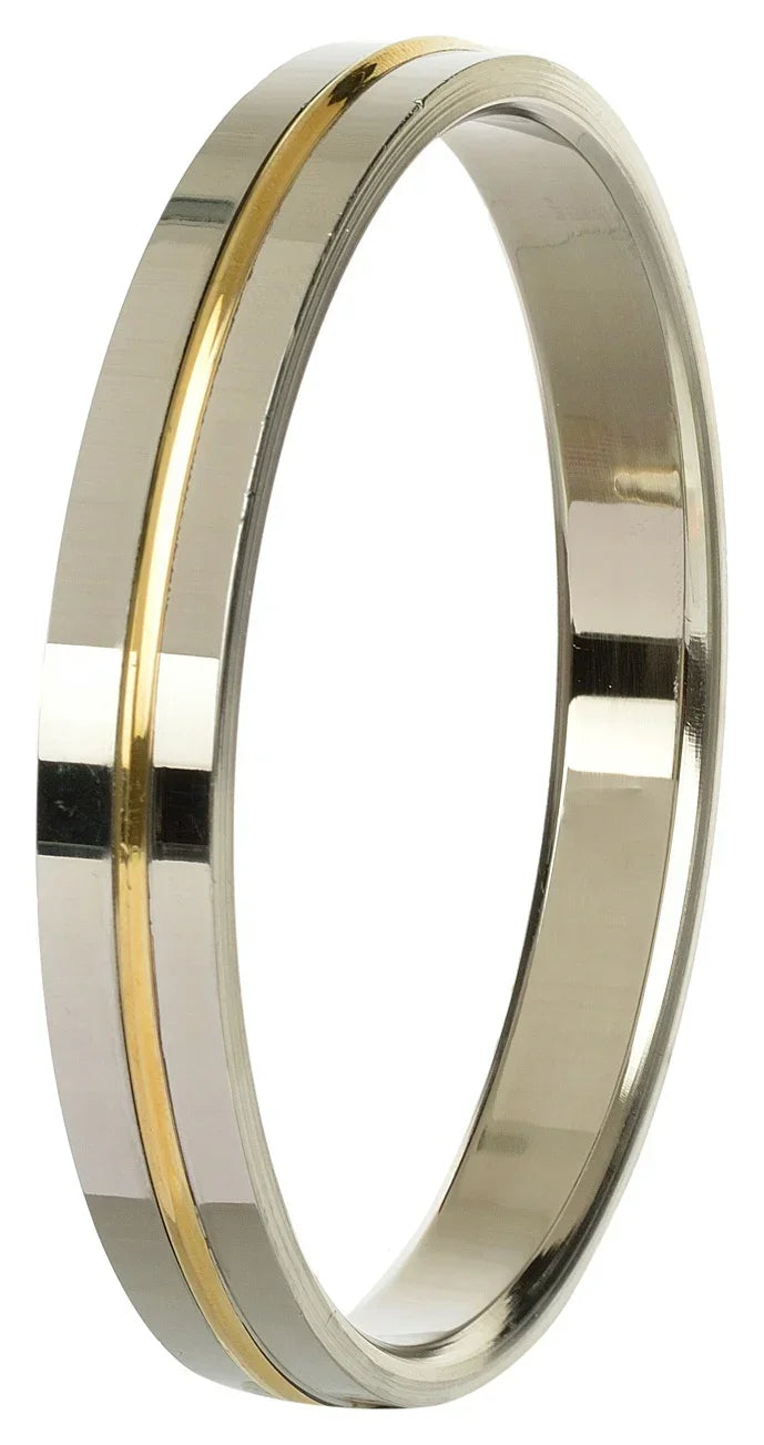 Stainless Steel Kada with Thin Brass Line – 10 MM Thick by The Amritsar Store - The Amritsar Store