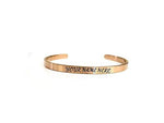 Rose gold stainless steel 3mm openable free size customised bangle bracelet for girls and women by The Amritsar Store