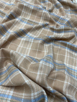 Brown Blue Checkered Wool Shawl – Soft Winter Scarf for Men & Women | The Amritsar Store - The Amritsar Store