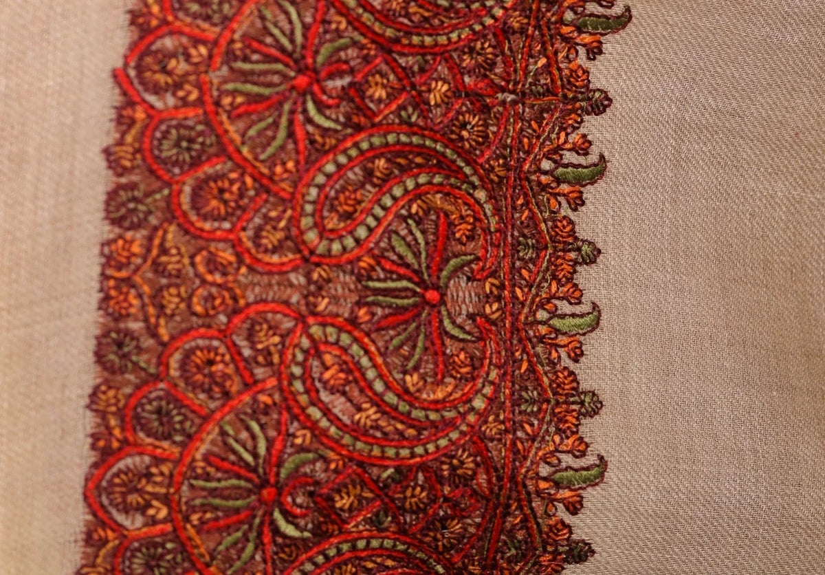 Meditation Shawl With Four Side Kashmiri Needle Embroidery, Light Weight Shawl, Soft Wool Shawl, Pashmina Shawl, Large Blanket Shawl .Unisex - The Amritsar Store