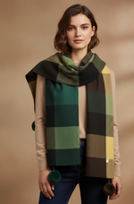 The Amritsar Store classic teal and brown check scarf for women, soft winter accessory