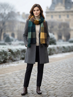 Teal Brown Checked Wool Scarf for Women – Soft Winter Scarf | The Amritsar Store - The Amritsar Store