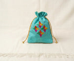 The Amritsar Store Phulkari Hand Embroidered Potli Bag with Golden Lace - The Amritsar Store