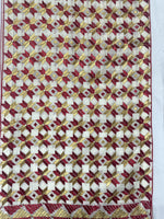Phulkari Dupatta - Off-White with Maroon & Mustard Embroidery | The Amritsar Store - The Amritsar Store