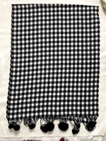 The Amritsar Store black and white check wool scarf with classic plaid pattern and soft winter weave
